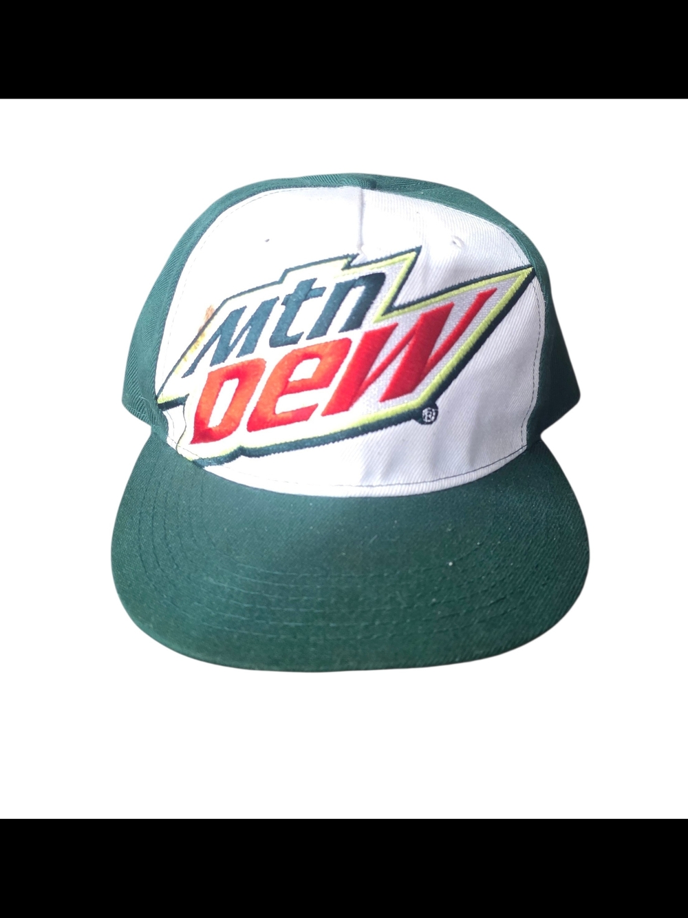 Mountain Dew Logo Snapback Hat in Forest Green & White
